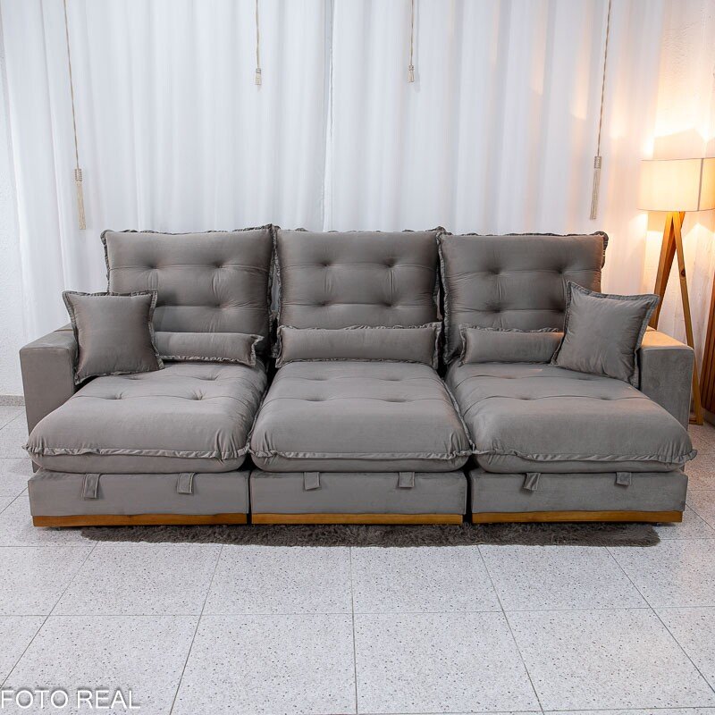 Sofá Retrátil Reclinável Mônaco 3.20m Veludo Gelo A20 - Molas Ensacadas - Imagem 5
