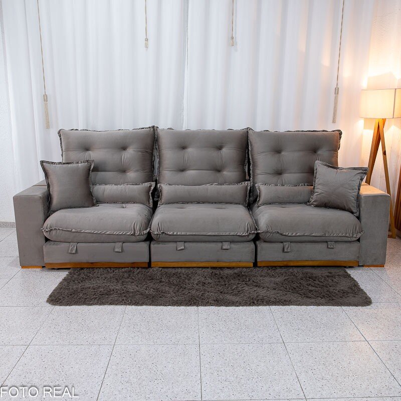 Sofá Retrátil Reclinável Mônaco 3.20m Veludo Gelo A20 - Molas Ensacadas - Imagem 6