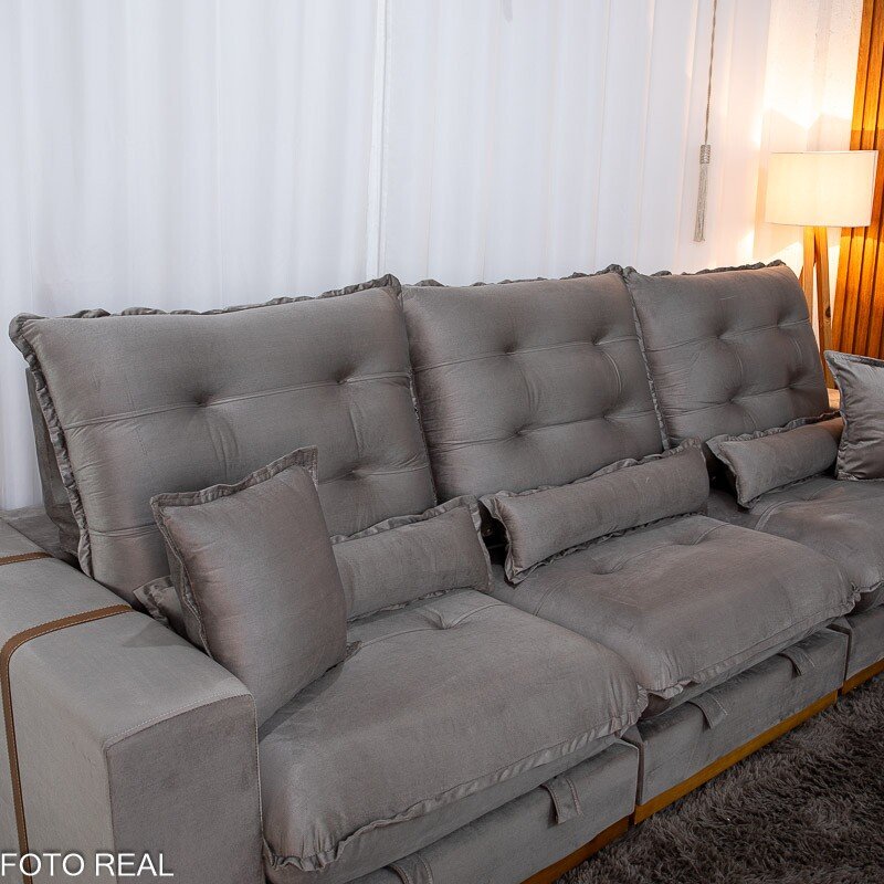 Sofá Retrátil Reclinável Mônaco 3.20m Veludo Gelo A20 - Molas Ensacadas - Imagem 7