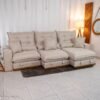 Sofá Retrátil Reclinável Monaco 3.20m Linho Bege A57 - Molas Ensacadas