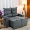 Sofá Retrátil Reclinável Rafaela 1.40m Veludinho Cinza A15