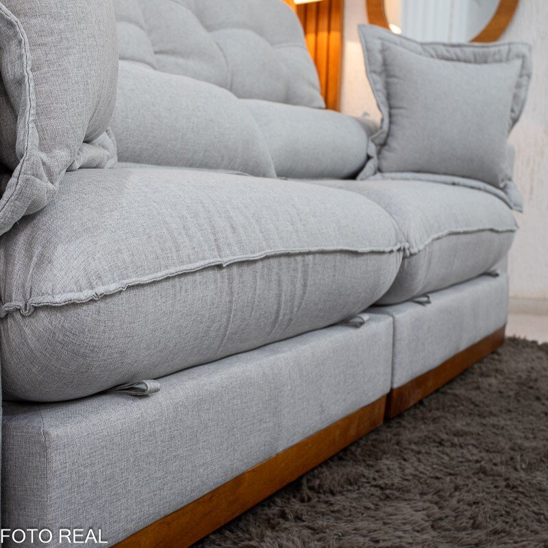 Sofá Retrátil Reclinável Toronto 2.50m Linho Cinza 2005 - Molas Ensacadas - Imagem 7