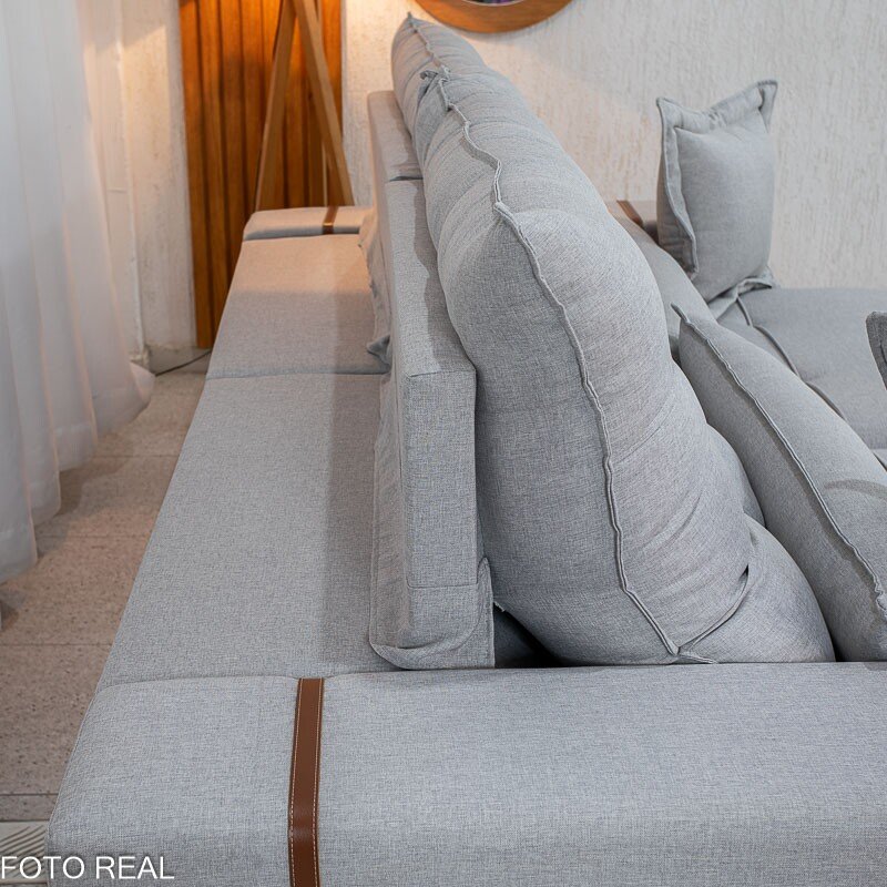 Sofá Retrátil Reclinável Toronto 2.50m Linho Cinza 2005 - Molas Ensacadas - Imagem 8