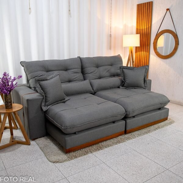 Sofá Retrátil Reclinável Toronto 2.50m Linho Grafite 2008 - Molas Ensacadas