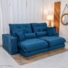 Sofá Retrátil Reclinável Toronto 2.50m Veludo Azul 4061 - Molas Ensacadas