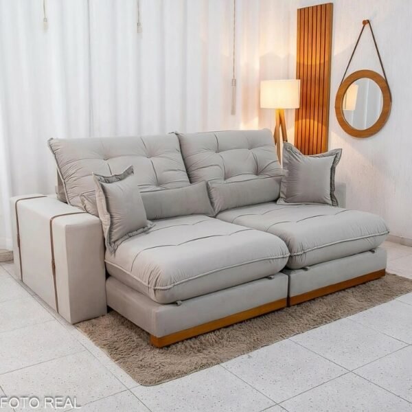 Sofá Retrátil Reclinável Toronto 2.50m Veludo Avelã 4052 - Molas Ensacadas