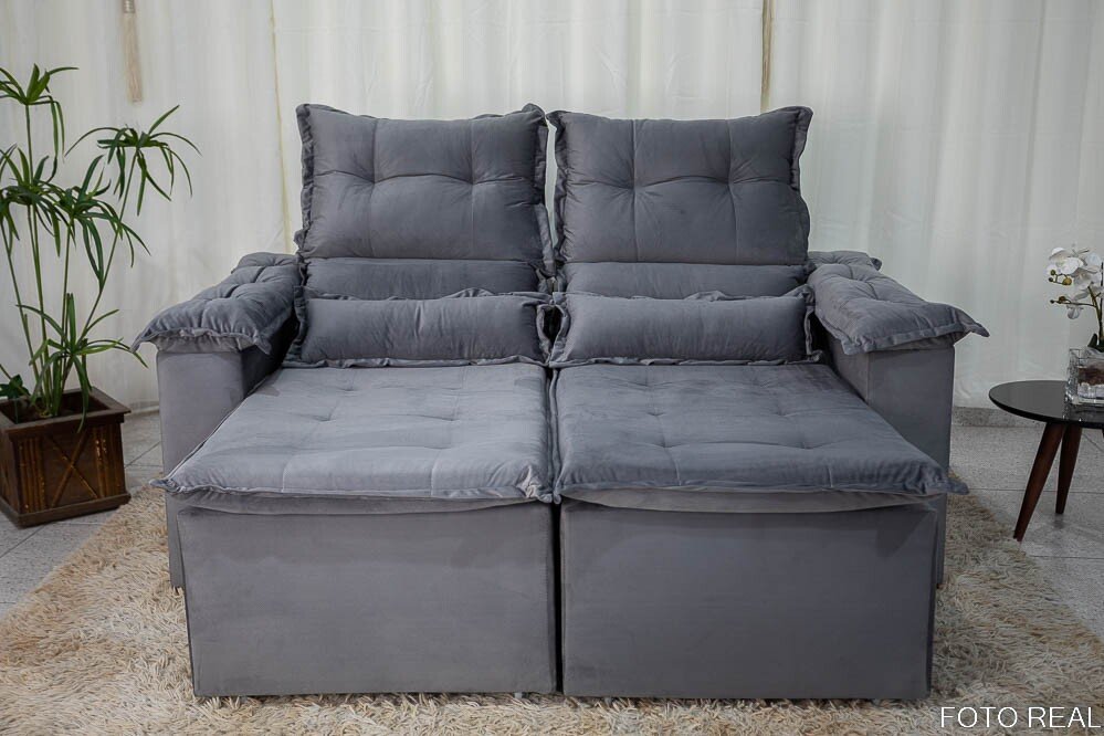 Sofá Retrátil Reclinável Nicole 1.80m Veludo Grafite A15 - Imagem 6
