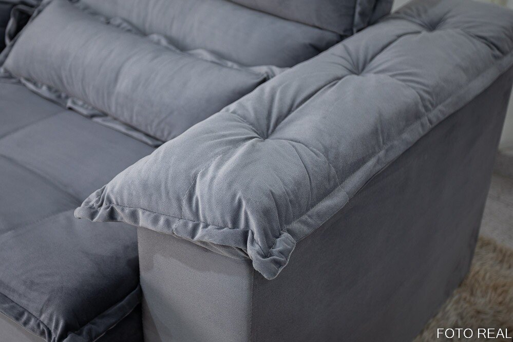 Sofá Retrátil Reclinável Nicole 1.80m Veludo Grafite A15 - Imagem 8